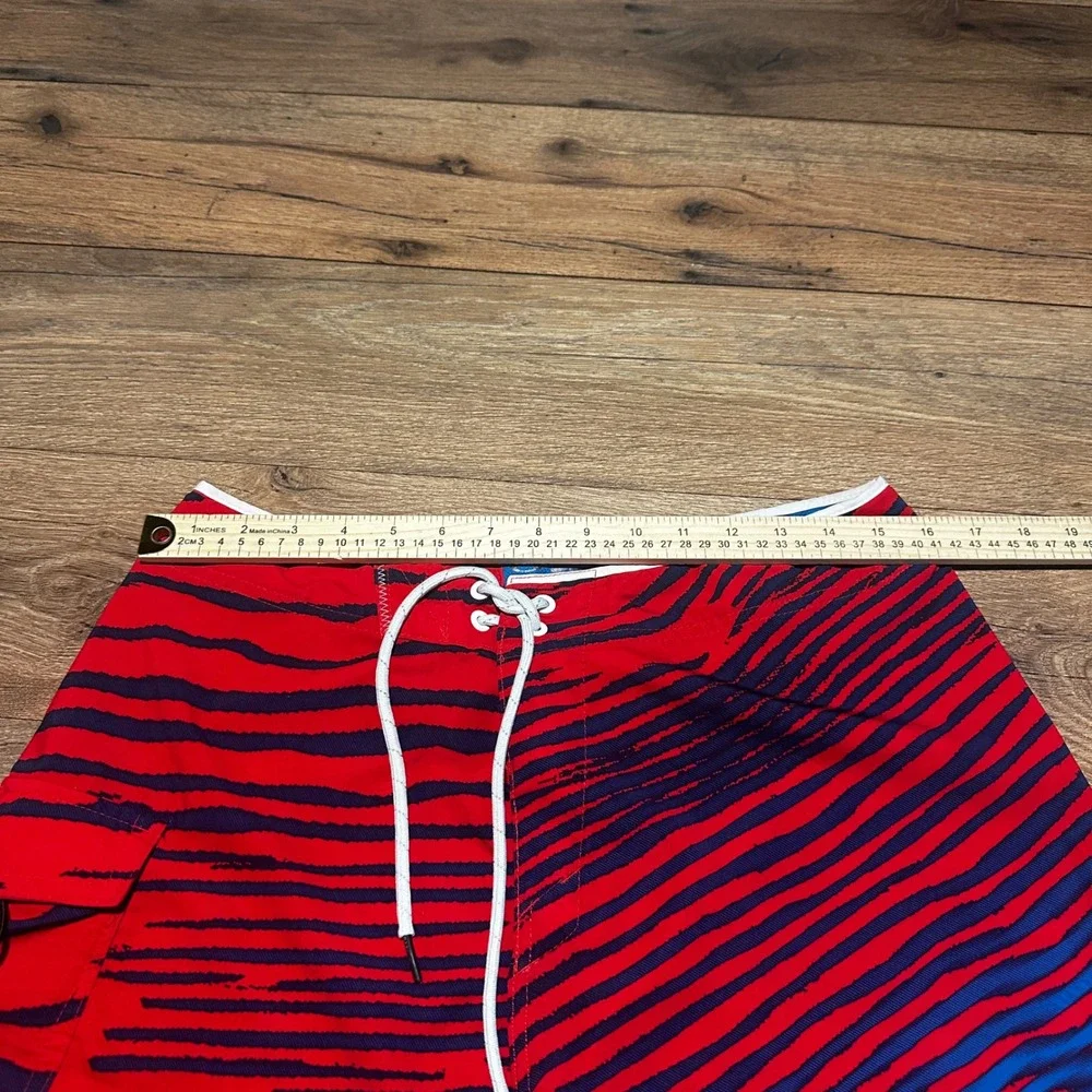 Y2K Oakley Red Blue Tiger Stripe Board Shorts Mens 32